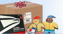 Image of gingerbread cookies holding a package.